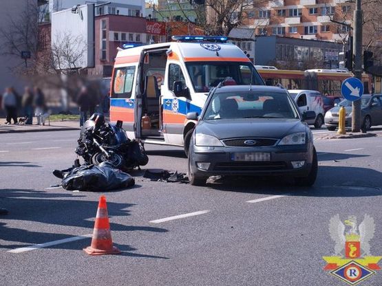 ypadek motocyklisty Warszawa